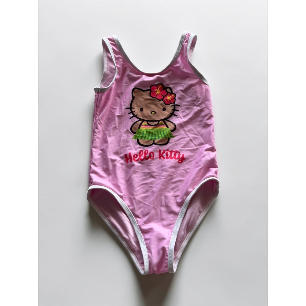 Hello Kitty Sanrio Girls‎ Pink Hula One Piece Swimsuit UPF 50+ Size M 7/8 NEW